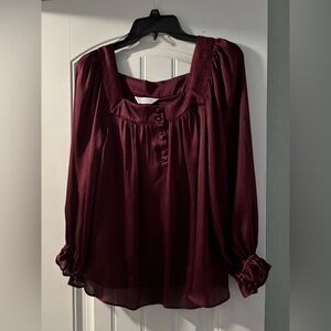 LC Lauren Conrad Deep Burgundy Blouse